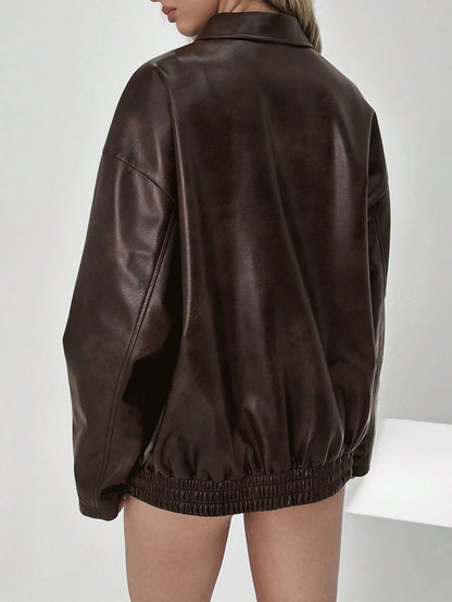 Ellari |SHEIN EZwear Koffie brown jacket